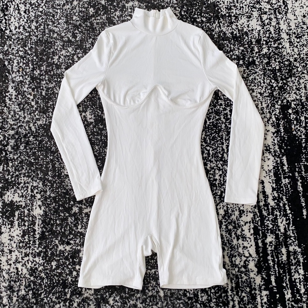White bustier romper